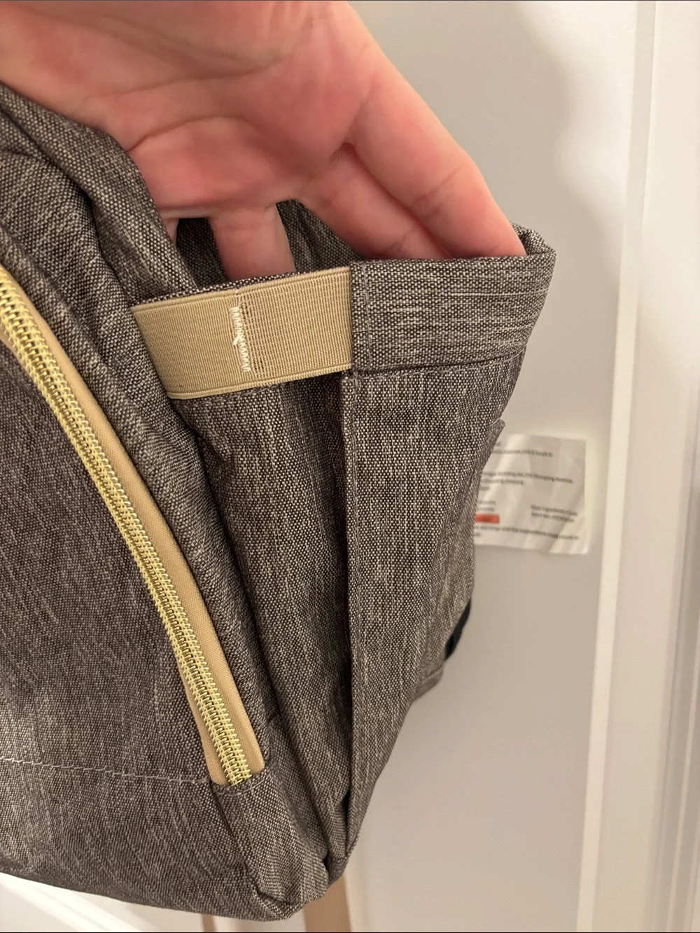 Versatile Women's Baby Bag Backpack in Gray with Cream Trim